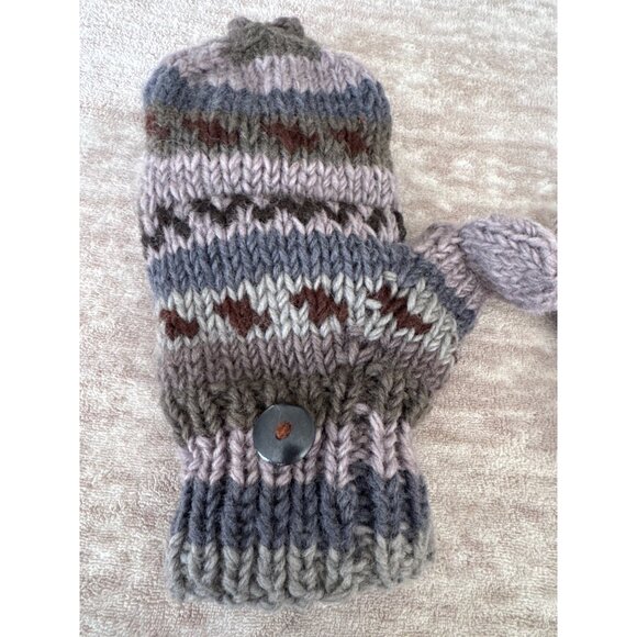 Wool Convertible Mittens Flip Top Gloves Made in Nepal Men's Large/XL - Picture 4 of 10